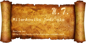 Milenkovits Teónia névjegykártya